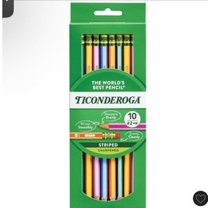 Ticonderoga Striped Pencils Unisex 10 Count Multicolor #2 HB Sharpened NWT